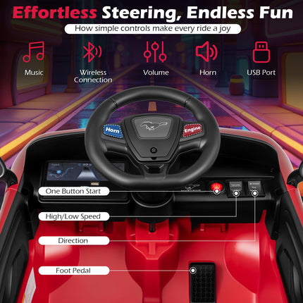 Costzon 12V Licensed Ford Mach E Kids Electric Vehicle Wireless Connection & Spring Suspension