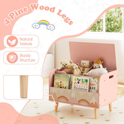 Costzon Kids Wooden Toy Box 4 Solid Wood Legs Flip-top Lid