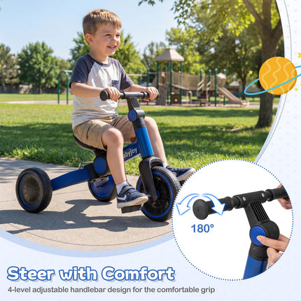 Costzon 5-in-1 Toddler Foldable Balance Bike Removable Pedals Adjustable Handlebar and Rear Wheels