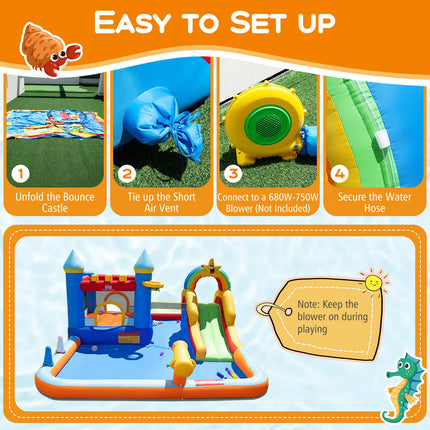 BOUNTECH Inflatable Water Slide w/Splash Pool Basketball Hoop Football Game for Kids 3-12
