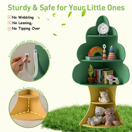 Costzon 5-Tier Toddler Montessori Corner Freestanding Book Shelf & Toy Storage Organizer