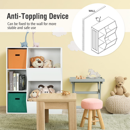 Costzon 5 Cubbies Kids Toy Storage Organizer with Bookcase