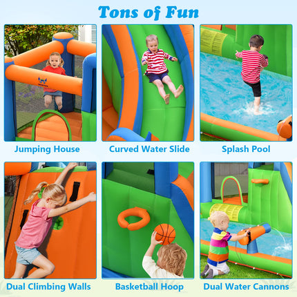 Costzon Inflatable Water Slide, 7 in 1 Indoor Outdoor Kids Water Bounce House Jumping Castle