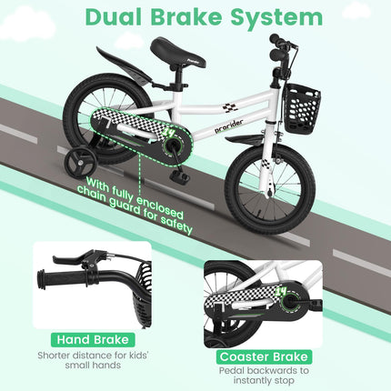 BABY JOY Kids Bike, 12 14 16 18 Inch Children Bikes for Boys Girls Age 3-8 Years w/Training Wheels