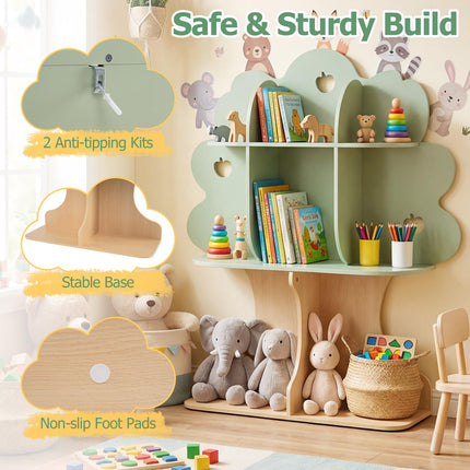 Costzon 45" Kids Green Apple Tree Bookshelf | Montessori Bookshelf Toy Storage Organizer
