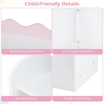Costzon 2 in 1 Kids Toy Storage Organizer Multifunctional Kids Bookshelf Storage Chest