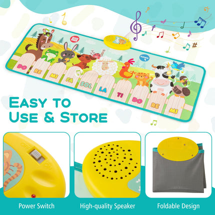 10-Key Musical Piano Mat for Toddlers Early Sensory Educational Learning Toys for 3+ Years Old