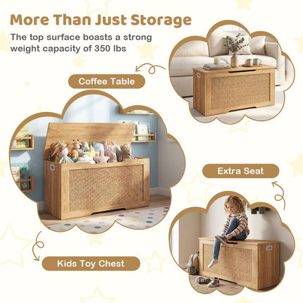 Costzon Kids Storage Bench 40” Rattan Toy Box