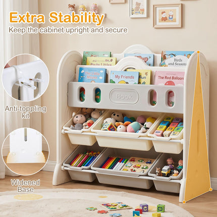 Costzon Kids Bookshelf & Toy Storage Organizer | Space-Themed HDPE Corner Book Case
