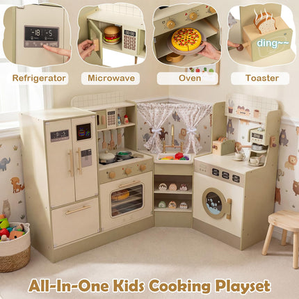 Costzon Kids Corner Play Kitchen Pretend Play Kitchen Playset