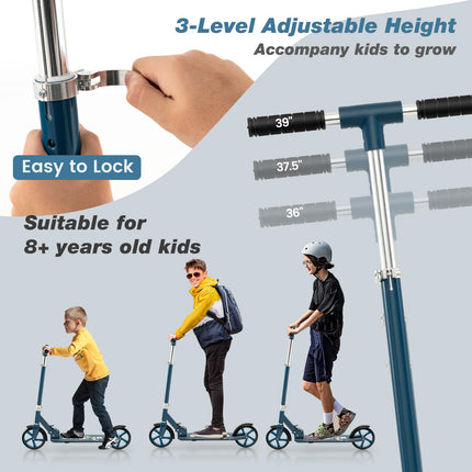 Costzon Kick Scooter for Kids Ages 8+, Foldable Kids & Adults Scooter with 8-inch Big Wheels