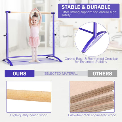 Costzon Portable Ballet Barre, 51" Freestanding Ballet Bar with Adjustable Height, Fitness Dance Bar