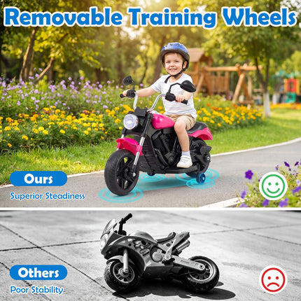 Costzon 6V Chopper Kids Motorcycle with Music Training Wheels