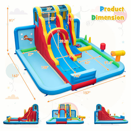 BOUNTECH Inflatable Water Slide, 14 x13FT Kids Mega Waterslide Park w/Super Long Slide for Racing Fun