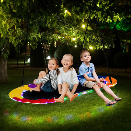 Costzon 700 lbs 60" Giant Platform Swing with Light, Tree Swing with Adjustable Hanging Ropes