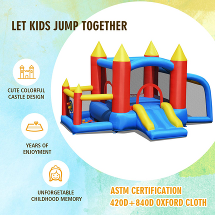 BOUNTECH Inflatable Bounce House, 6 in 1 Jump 'n Slide Bouncer w/ Large Jumping Area
