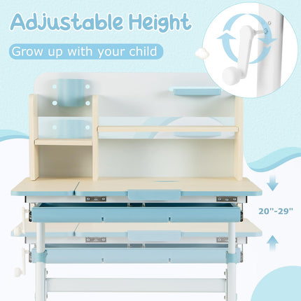 Costzon Kids Study Desk, Height Adjustable Children School Desk with Storage