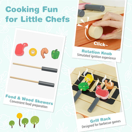 Mud Kitchen and Barbecue Grill Combo Pretend Play Kitchen for Toddler