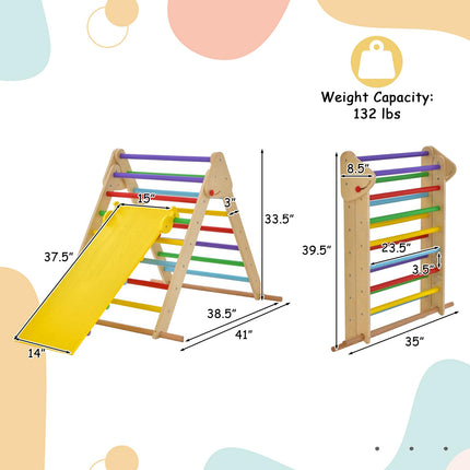 Costzon Climbing Toy for Toddlers, Foldable Upgrade Anti-Rollover Kids Indoor Gym Playset with Reversible Ramp