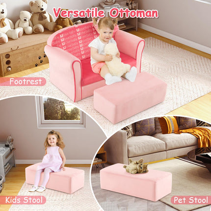 Costzon Kids Sofa, Toddler Upholstered Armchair with Solid Wooden Frame