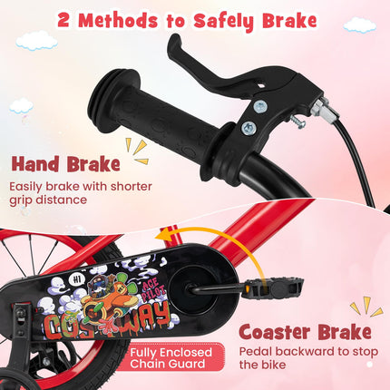 Costzon Rabbit Pilot Sporty Kids Bike, 14 Inch Child Bike for 3-8 Years Old with Adjustable Height