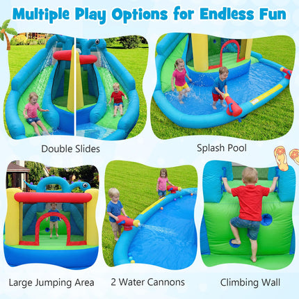 BOUNTECH Dinosaur Styling Inflatable Water Slide  Double Slides Park