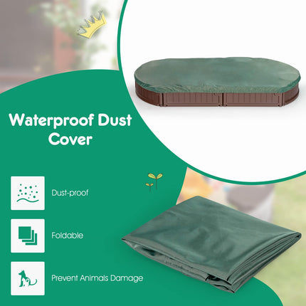 Costzon Elliptical Sandbox & Round Outdoor Sand Box Kit w/Waterproof Cover, Bottom Liner & Built-in Corner Seating