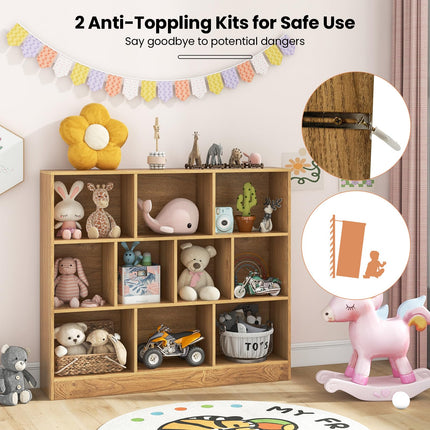Costzon Montessori Shelf, 10-Section Toy Storage Organizer for Books Toys