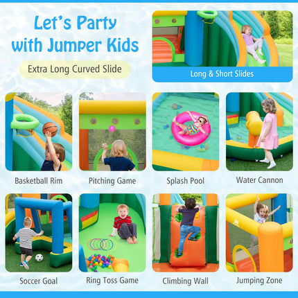 BOUNTECH Inflatable Water Slide, 9 in 1 Kids Water Park Bounce House Combo for Outdoor Fun w/Splash Pool