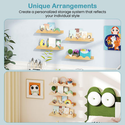 Costzon 4 Pcs Kids Floating Bookshelves