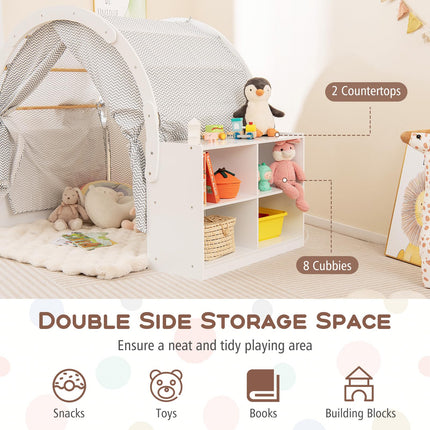 Costzon Kids Tent, 3 in 1 Indoor Wooden Play House w/Ample Storage Space