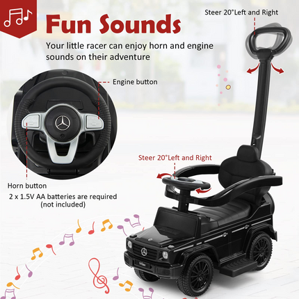 Costzon Push Car for Toddlers, 3 in 1 Mercedes Benz Stroller Sliding Walking Car w/ Canopy