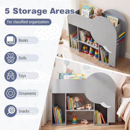 Costzon Elephant Kids Bookshelf 3-Tier Toddler Toy Storage Organizer