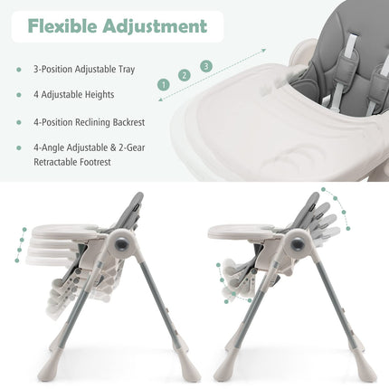 BABY JOY Convertible High Chair for Babies & Toddlers, Foldable Highchair with Adjustable Backrest