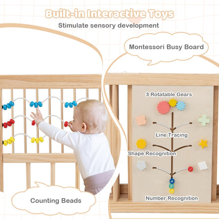 Costzon Wooden Baby Playpen for Babies 63" x 63" Adjustable Multi-Shape 8 Panels Large Play