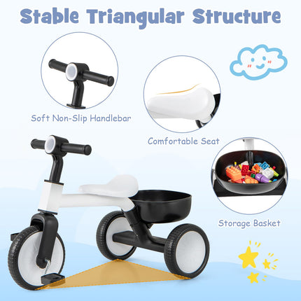 BABY JOY Toddler Tricycle, 2-in-1 Kids Tricycle Auxiliary Balance Bike with Carbon Steel Frame