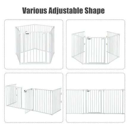 115 Inch Length 5 Panel Adjustable Wide Fireplace Fence - Costzon