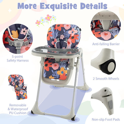 BABY JOY Convertible High Chair for Babies & Toddlers, Height Adjustable, Grow & Go High Chair w/Recline & Footrest