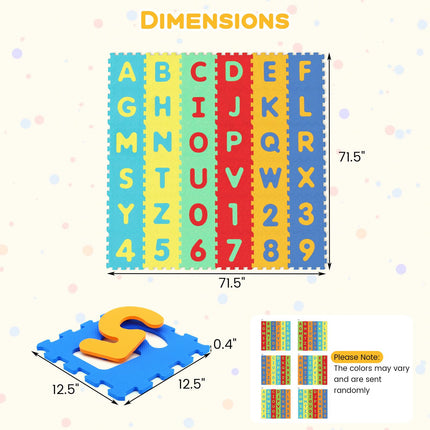Costzon 36 Tiles Kids Non-Slip & Waterproof Interlocking Foam Tiles Play Mat
