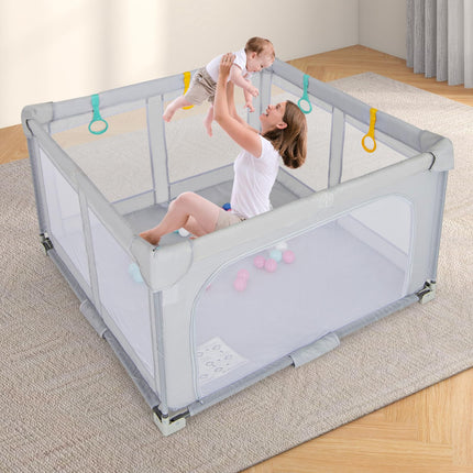 Costzon Foldable Playpen for Babies, 50''x50''/59''x59''