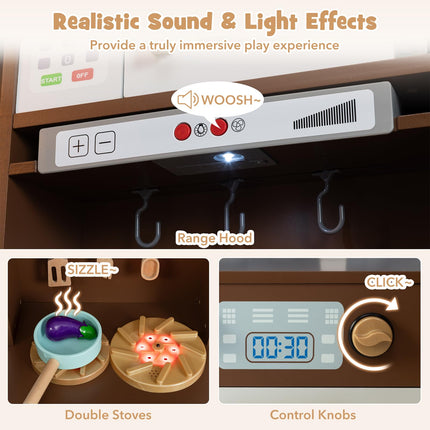 Costzon Corner Kitchen Playset Kitchen Toy Set w/Real Lights & Sounds