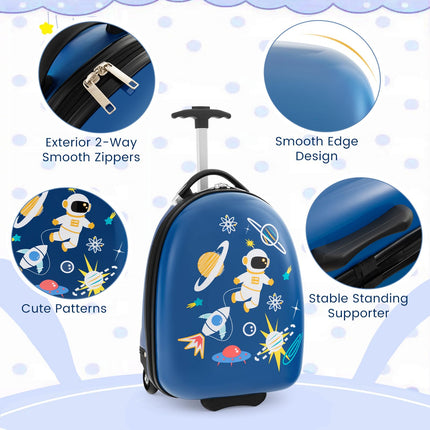 BABY JOY Kids Luggage, 16” Hard Shell Kids Carry On Luggage, Kids Suitcase for Girls Boys Toddlers