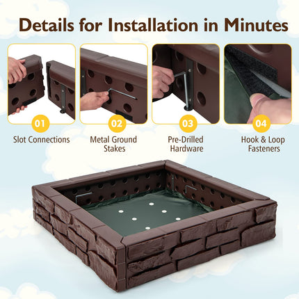 Costzon Kids Sandbox with Cover, 47"x 47" HDPE Sandpit with Oxford Cover, Bottom Liner