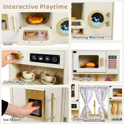 Costzon Wooden Toy Kitchen Playset w/Ice Maker