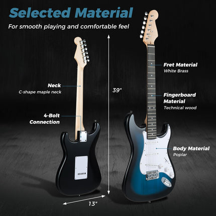 Costzon 6 String Electric Bass Guitar with AMP 39” Full Size Beginner Bass Guitar Kit
