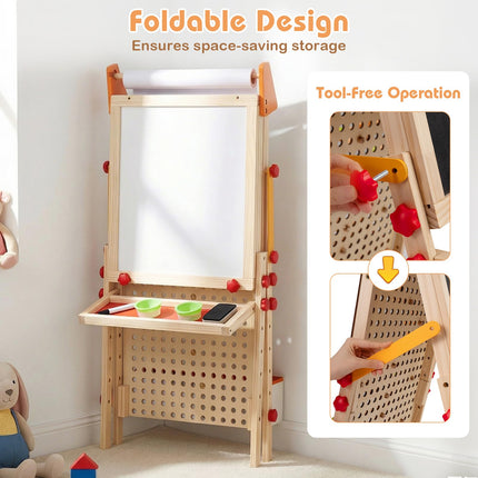 Costzon 4-in-1 Easel for Kids Double-Sided Chalkboard