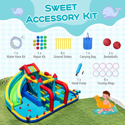 Costzon Inflatable Double Water Slide Bounce House