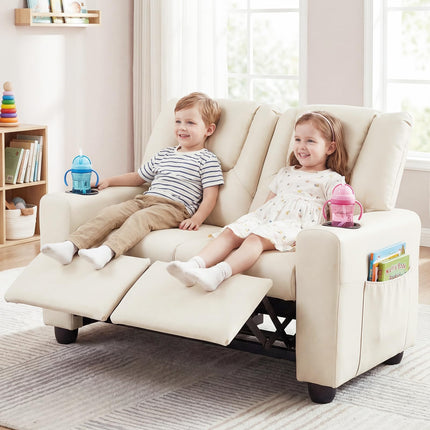 Costzon 2-Seater Kids Recliner 2 Cup Holders 2 Side Storage Pockets
