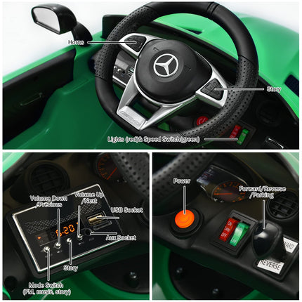 Costzon Ride on Car, 12V Licensed Mercedes Benz GTR Kids Car to Drive, Electric Cars for Kids
