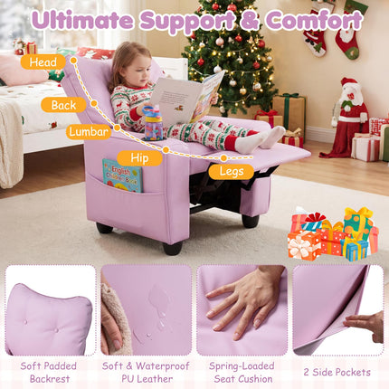 Costzon Kids Recliner Chair with Cup Holder 2 Storage Pockets